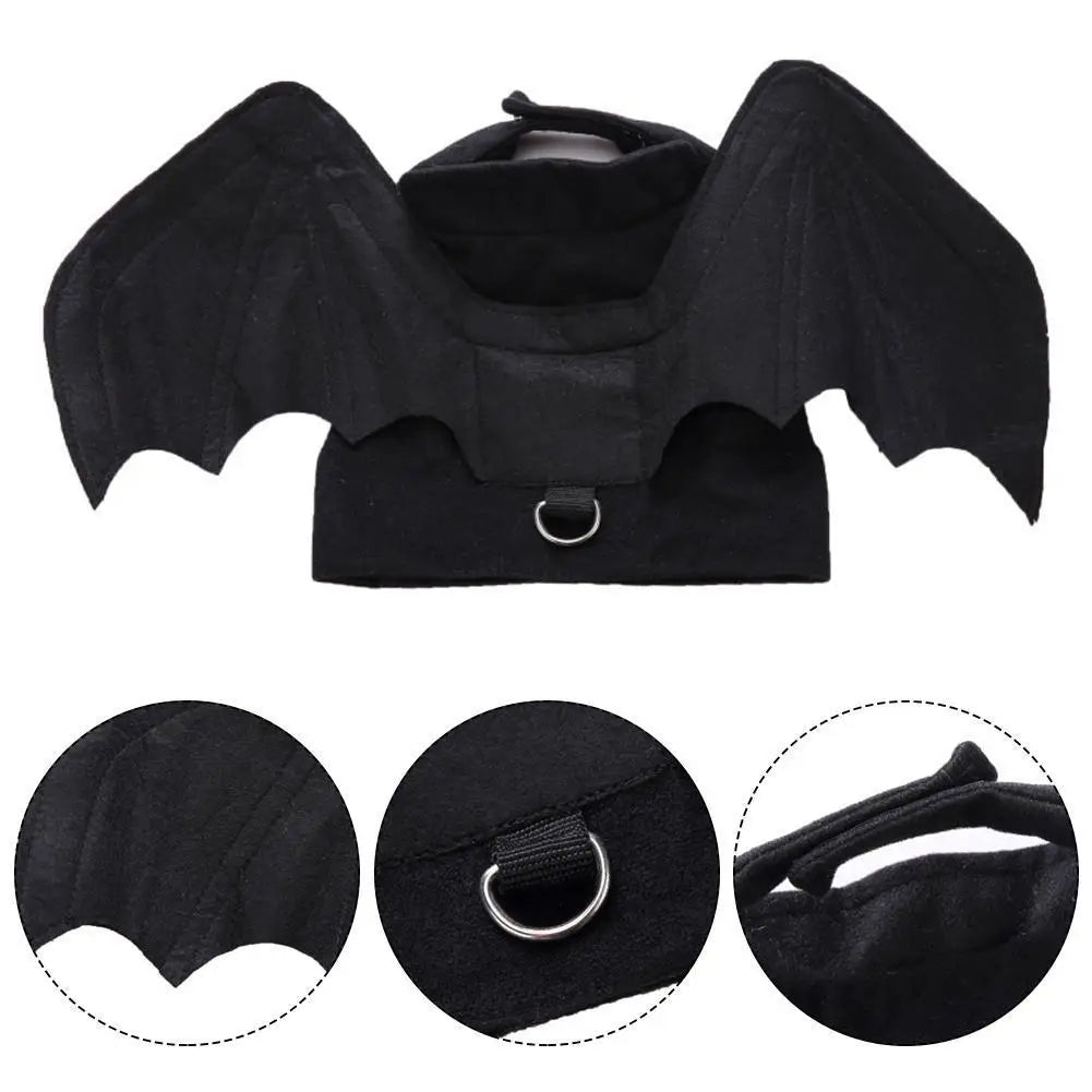 1Pcs Halloween Cute Pet Clothes Black Bat Wings Harness Costume Cosplay for Small Dogs Cats Halloween Party Pet Supplies