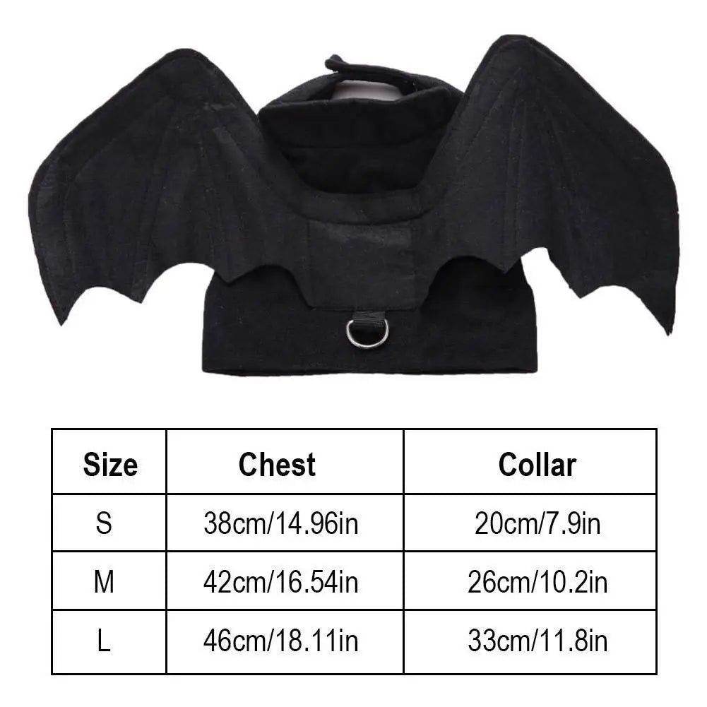 1Pcs Halloween Cute Pet Clothes Black Bat Wings Harness Costume Cosplay for Small Dogs Cats Halloween Party Pet Supplies