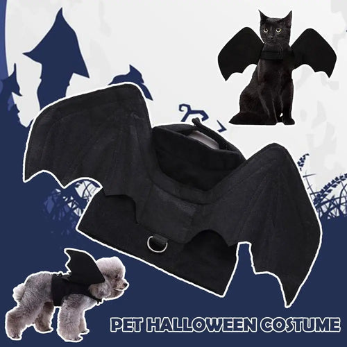 1Pcs Halloween Cute Pet Clothes Black Bat Wings Harness Costume Cosplay for Small Dogs Cats Halloween Party Pet Supplies