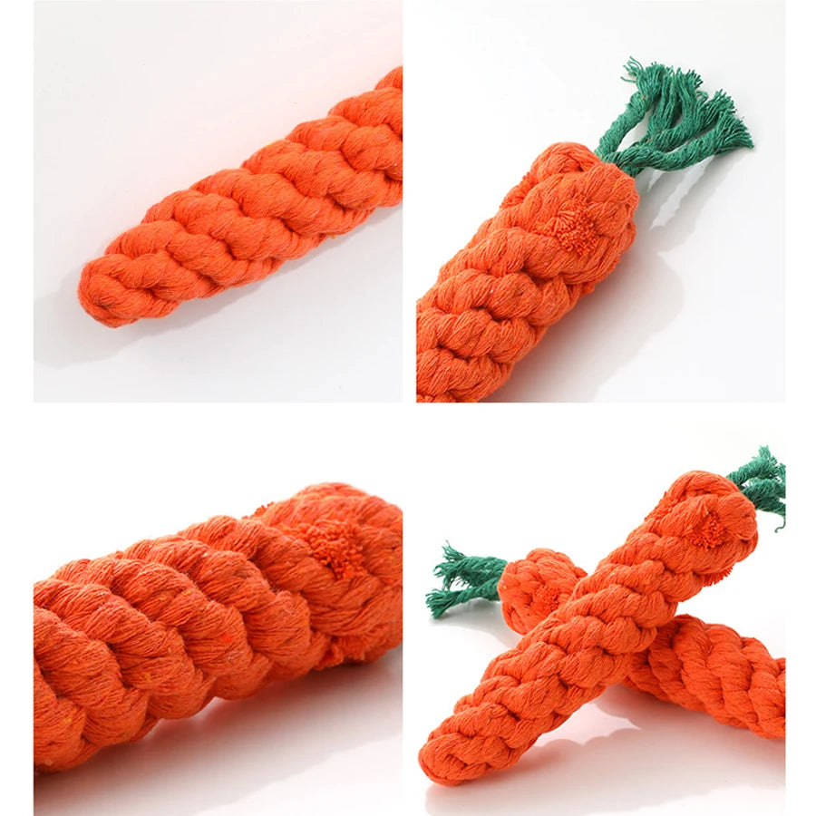 Dog Toys Bite Resistant Pet Dog Chew Toys for Small Dogs Cleaning Teeth Puppy Carrot Cotton Rope Pet Playing Toy Accessories