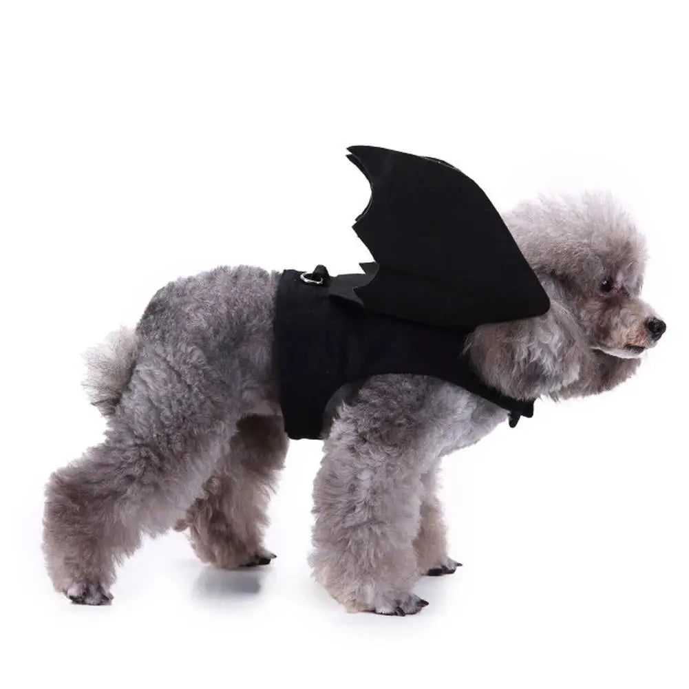 1Pcs Halloween Cute Pet Clothes Black Bat Wings Harness Costume Cosplay for Small Dogs Cats Halloween Party Pet Supplies