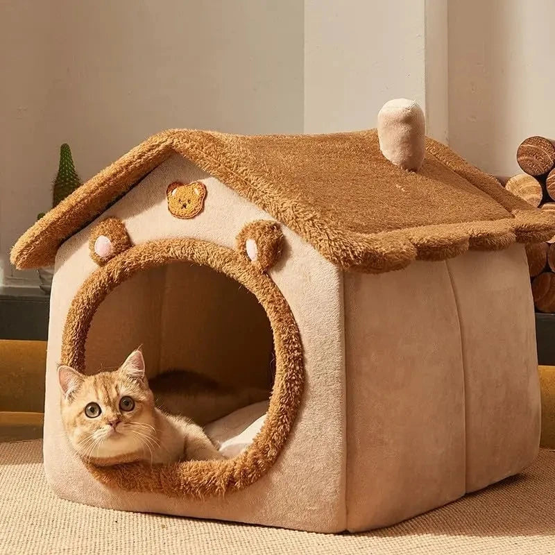 Winter Foldable Pet House Removable Washable Bed Puppy Cave Sofa Pet Bed House For Extra Small Dogs And Small And Medium Cats