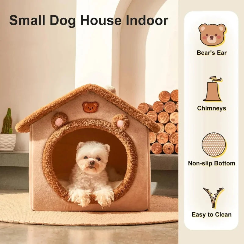 Winter Foldable Pet House Removable Washable Bed Puppy Cave Sofa Pet Bed House For Extra Small Dogs And Small And Medium Cats