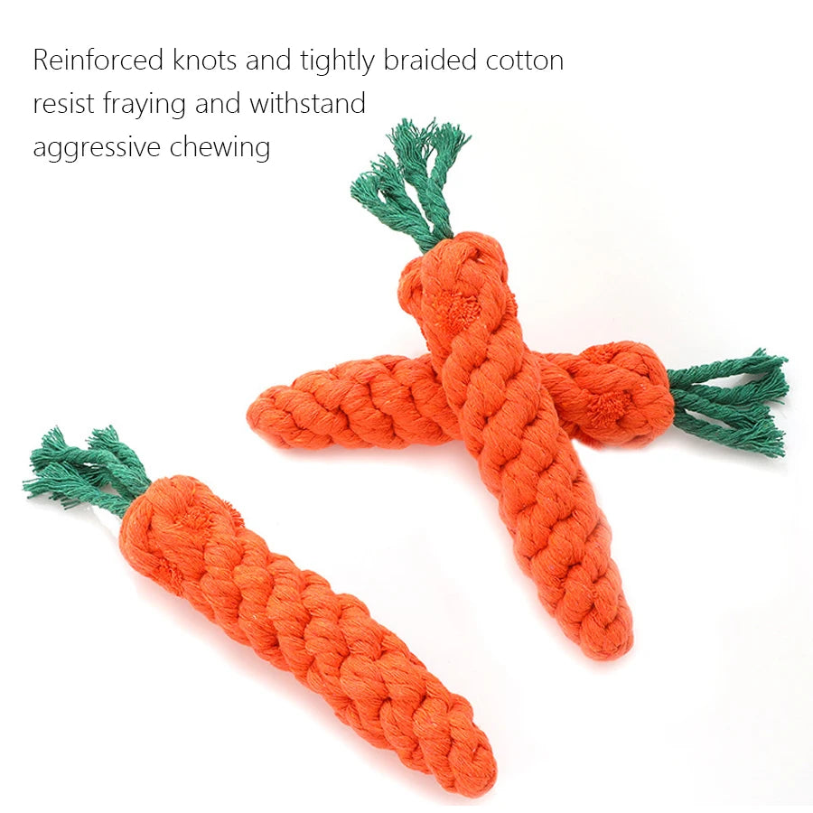Dog Toys Bite Resistant Pet Dog Chew Toys for Small Dogs Cleaning Teeth Puppy Carrot Cotton Rope Pet Playing Toy Accessories