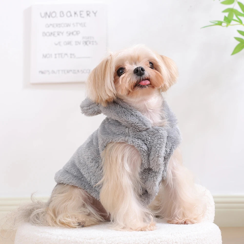 Winter Pet Puppy Hoodie Sweater For Small Medium Dogs Cats Warm Fleece Dog Clothes Coat Yorkshire Chihuahua Jacket Pug Costume