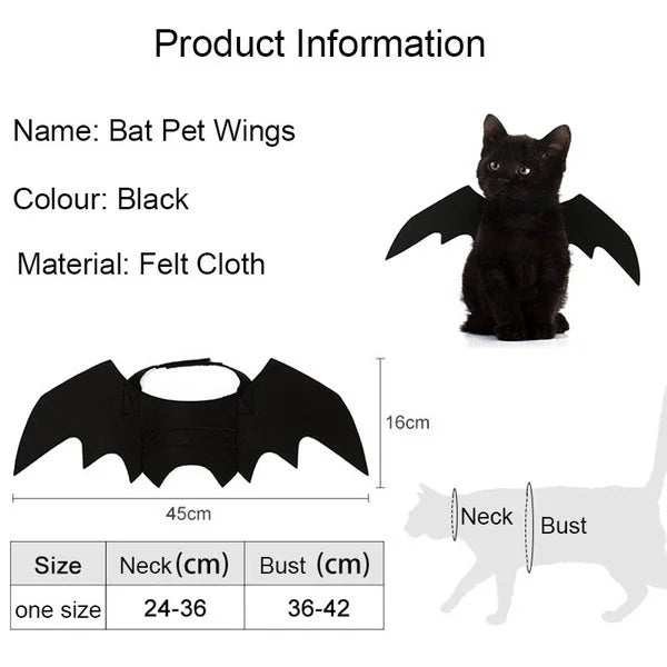 Halloween Cute Pet Clothes Black Bat Wings Harness Costume for Halloween Cosplay Cat Dog Halloween Party for Pet Supplies