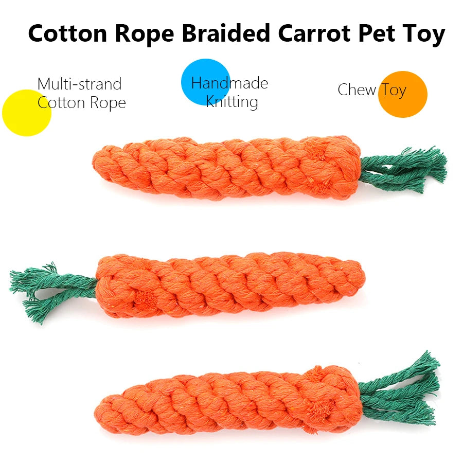 Dog Toys Bite Resistant Pet Dog Chew Toys for Small Dogs Cleaning Teeth Puppy Carrot Cotton Rope Pet Playing Toy Accessories