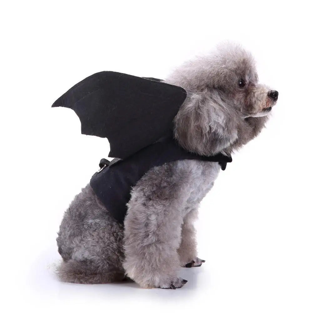 1Pcs Halloween Cute Pet Clothes Black Bat Wings Harness Costume Cosplay for Small Dogs Cats Halloween Party Pet Supplies