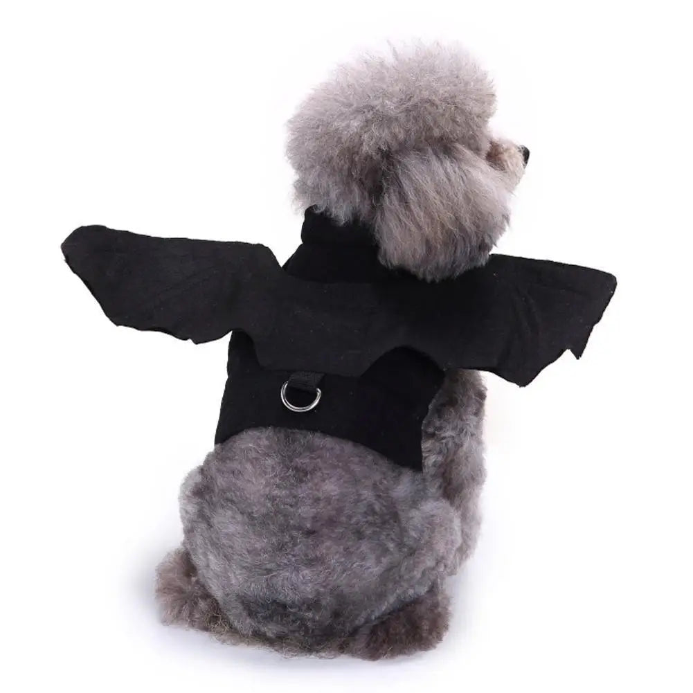1Pcs Halloween Cute Pet Clothes Black Bat Wings Harness Costume Cosplay for Small Dogs Cats Halloween Party Pet Supplies